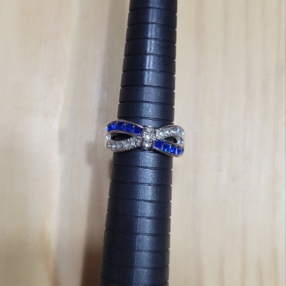 Blue Infinity Simulated Diamond Silver Ring NEW - Picture 8 of 8